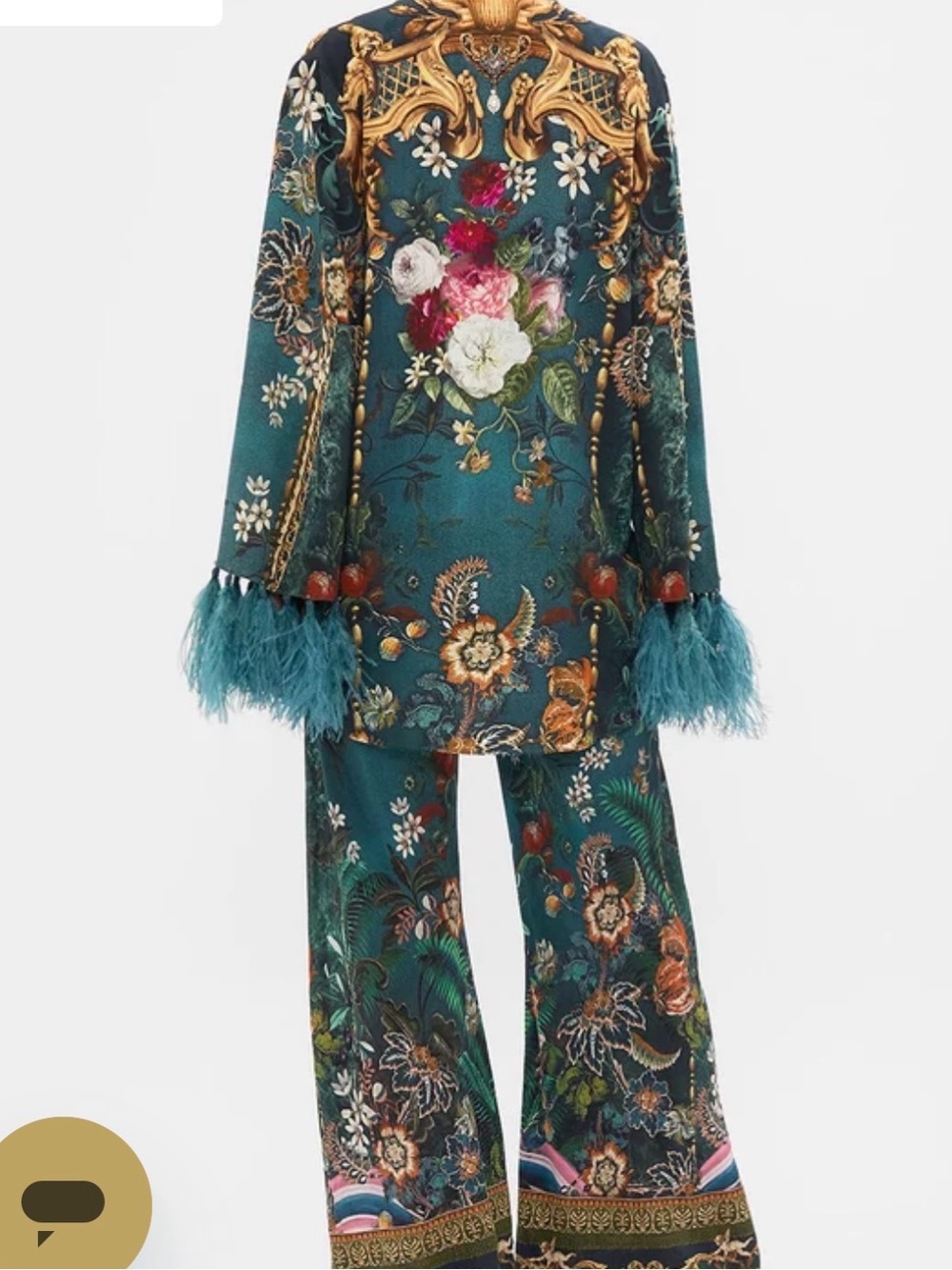 25 NWOT 1300.00 CAMILLA SILK FLARED SLEEVE DOUBLE BREASTED JACKET VERDIS WORLD - Picture 4 of 8